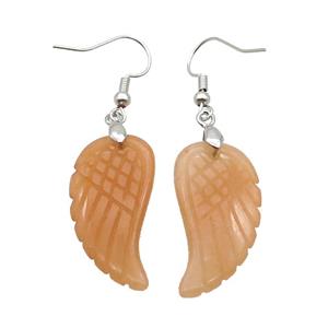 Pink Aventurine Angel Wings Hook Earring, approx 15-30mm [GM20078]