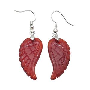 Natural Agate Angel Wings Hook Earring Red Dye, approx 15-30mm [GM20079]