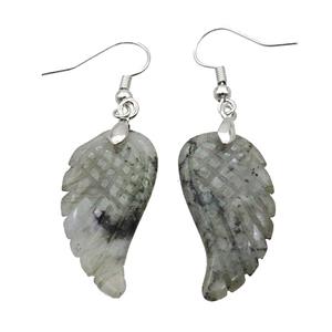 Natural Labradorite Angel Wings Hook Earring, approx 15-30mm [GM20084]