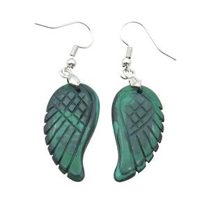 Green Synthetic Malachite Angel Wings Hook Earring, approx 15-30mm [GM20091]