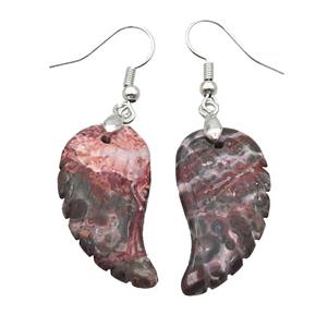 Red LeopardSkin Jasper Angel Wings Hook Earring, approx 15-30mm [GM20096]