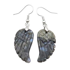 Gray Opal Angel Wings Hook Earring, approx 15-30mm [GM20097]