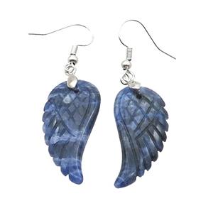 Blue Sodalite Angel Wings Hook Earring, approx 15-30mm [GM20104]