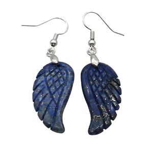 Blue Lapis Lazuli Angel Wings Hook Earring, approx 15-30mm [GM20105]