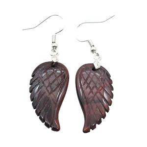Red Tiger Eye Stone Angel Wings Hook Earring, approx 15-30mm [GM20108]