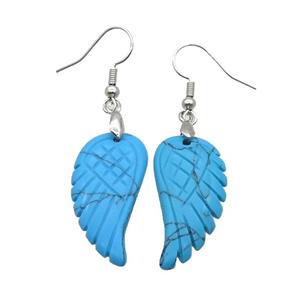 BLue Dye Turquoise Angel Wings Hook Earring, approx 15-30mm [GM20116]