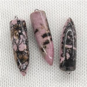 Natural Chinese Rhodonite Bullet Pendant Pink, approx 10-40mm [GM20132]