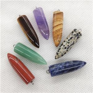 Mixed Natural Gemstone Bullet Pendant, approx 10-40mm [GM20144]