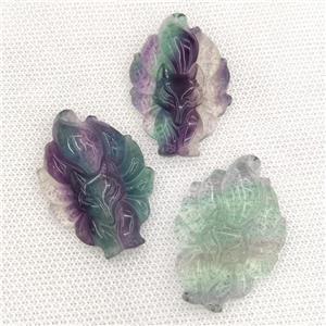 Natural Fluorite Fox Pendant Multicolor Carved, approx 30-45mm [GM20177]
