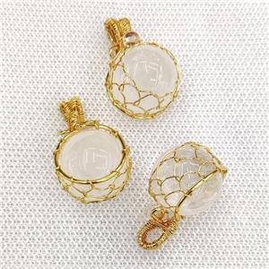 Natural Clear Quartz Sphere Ball Pendant Wire Wrapped, 18mm, 30mm [GM20182]