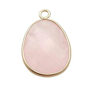 Pink Rose Quartz Teardrop Pendant Gold Plated, approx 17-23mm [GM20188]