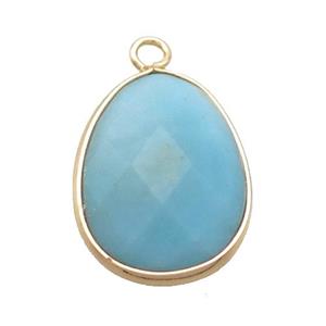 Blue Amazonite Teardrop Pendant Gold Plated, approx 17-23mm [GM20190]
