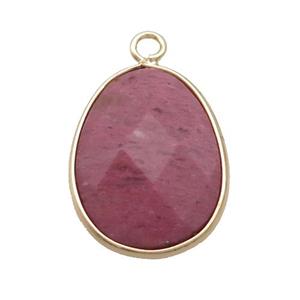 Pink Wood Lace Jasper Teardrop Pendant Gold Plated, approx 17-23mm [GM20191]