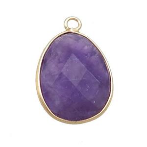 Purple Amethyst Teardrop Pendant Gold Plated, approx 17-23mm [GM20192]