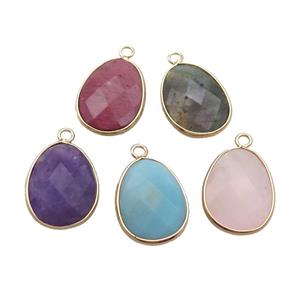 Mix Gemstone Teardrop Pendant Gold Plated, approx 17-23mm [GM20193]