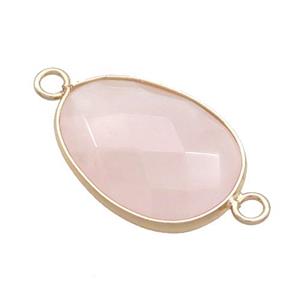 Pink Rose Quartz Teardrop Connector Gold Plated, approx 17-23mm [GM20194]
