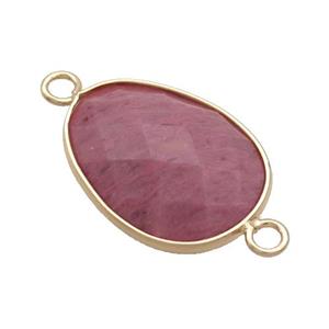 Pink Wood Lace Jasper Teardrop Connector Gold Plated, approx 17-23mm [GM20197]