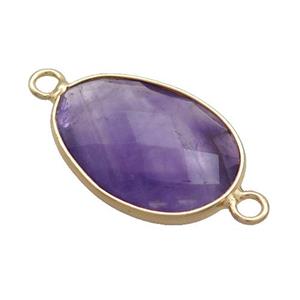 Purple Amethyst Teardrop Connector Gold Plated, approx 17-23mm [GM20198]