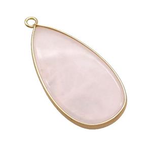 Pink Rose Quartz Teardrop Pendant Gold Plated, approx 20-40mm [GM20201]