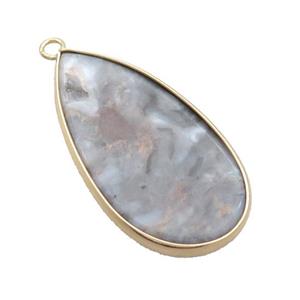 Ocean Agate Teardrop Pendant Gold Plated, approx 20-40mm [GM20202]