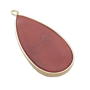 Red Jasper Teardrop Pendant Gold Plated, approx 20-40mm [GM20207]