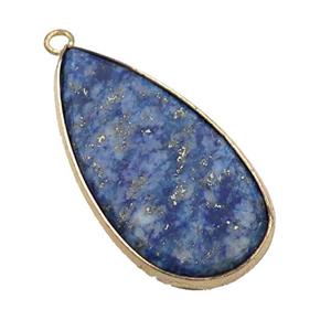 Blue Lapis Lazuli Teardrop Pendant Gold Plated, approx 20-40mm [GM20208]