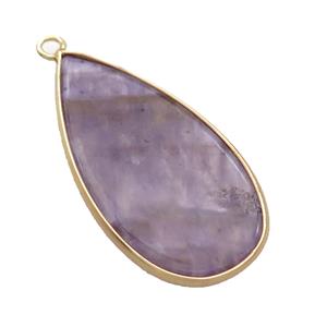 Purple Amethyst Teardrop Pendant Gold Plated, approx 20-40mm [GM20209]