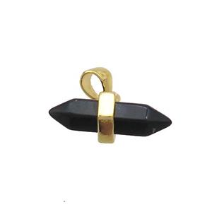 Black Obsidian Bullet Pendant Gold Plated, approx 4-16mm [GM20215]