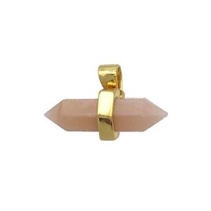 Pink Aventurine Bullet Pendant Gold Plated Double Point, approx 4-16mm [GM20218]
