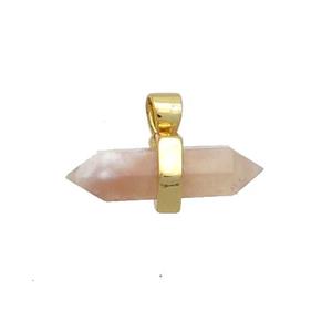 Natural Cherry Sakura Agate Bullet Pendant Gold Plated Double Point, approx 4-16mm [GM20219]