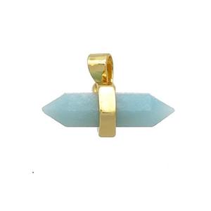 Blue Amazonite Bullet Pendant Gold Plated, approx 4-16mm [GM20220]