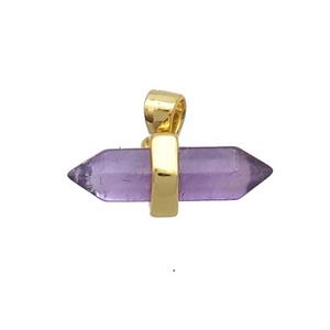 Purple Amethyst Bullet Pendant Gold Plated Double Point, approx 4-16mm [GM20221]