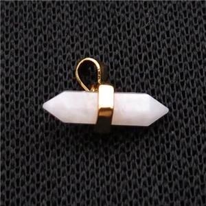 White Moonstone Bullet Pendant Gold Plated, approx 4-16mm [GM20222]