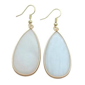 Blue Amazonite Copper Hook Earrings Teardrop Gold Plated, approx 20-40mm [GM20280]