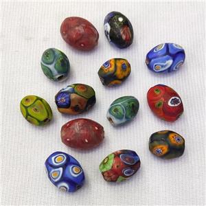 Lampwork Barrel Beads Mixed Color Random Size Matte, approx 13-20mm [GM20290]