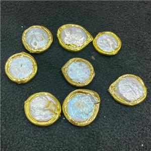 Baroque Style White Pearls Beads Circle Gold Plated, approx 18-25mm [GM20298-L]