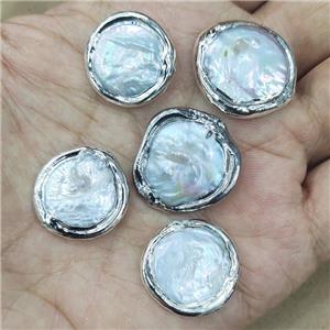 Baroque Style White Pearls Beads Circle Platinum Plated, approx 18-22mm [GM20301]