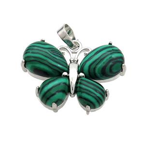 Synthetic Malachite Butterfly Pendant Green Platinum Plated, approx 20-30mm [GM20317]