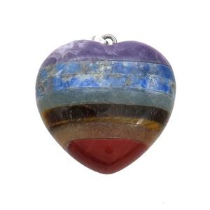 Gemstone Chakra Heart Pendant Yoga Multicolor, approx 30mm [GM20336]