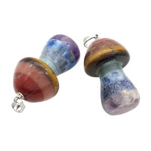 Gemstone Chakra Mushroom Pendant Yoga Multicolor, approx 22-35mm [GM20339]