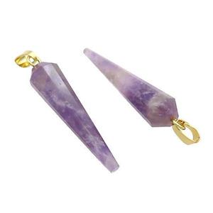 Natural Amethyst Pendulum Pendant Purple, approx 8-30mm [GM20373]