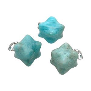 Natural Green Amazonite Merkaba Star Cube Pendant, approx 15mm [GM20379]