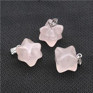 Natural Pink Rose Quartz Merkaba Star Cube Pendant, approx 15mm [GM20386]