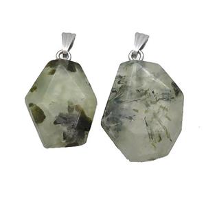Natural Green Prehnite Slice Pendant Freeform, approx 15-25mm [GM20396]