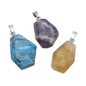 Natural Gemstone Slice Pendant Flat Slab Freeform Mixed, approx 15-25mm [GM20399]