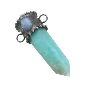 Natural Green Amazonite Bullet Pendant Kyanite 2loops, approx 14-50mm [GM20405]
