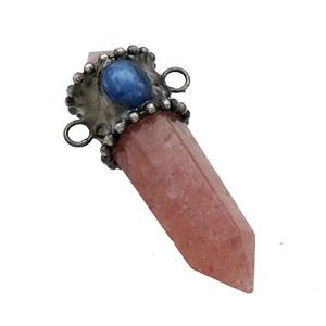 Natural Pink Strawberry Quartz Bullet Pendant Kyanite 2loops, approx 14-50mm [GM20406]