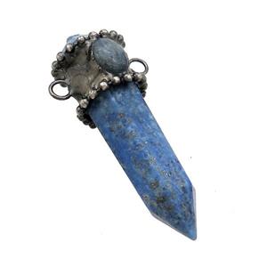 Natural Blue Lapis Lazuli Bullet Pendant Kyanite 2loops, approx 14-50mm [GM20407]