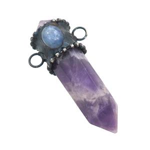 Natural Purple Amethyst Bullet Pendant Kyanite 2loops, approx 14-50mm [GM20408]