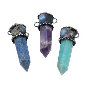 Mix Gemstone Bullet Pendant Kyanite 2loops, approx 14-50mm [GM20409]